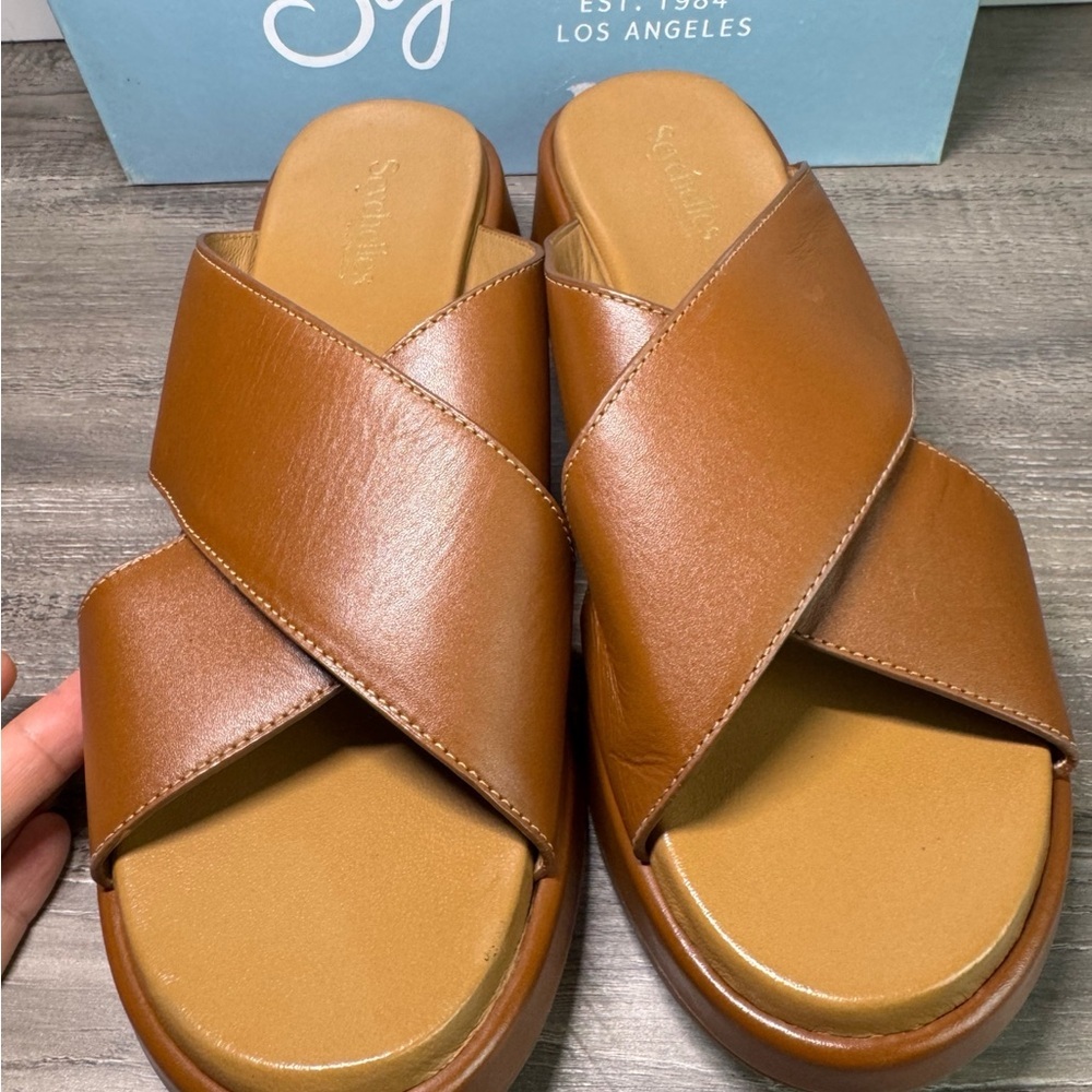 NWOT Seychelles Key Largo Wedge Slide Leather Sandals 10 $129 - Picture 11 of 14